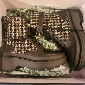 kate spade leather and tweed boots size 7